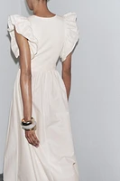 BELTED RUFFLE MIXED DRESS