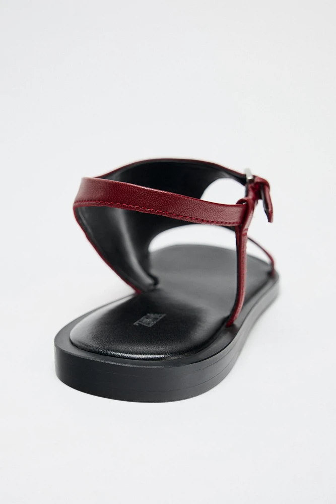 ASYMMETRIC FLAT LEATHER SANDALS