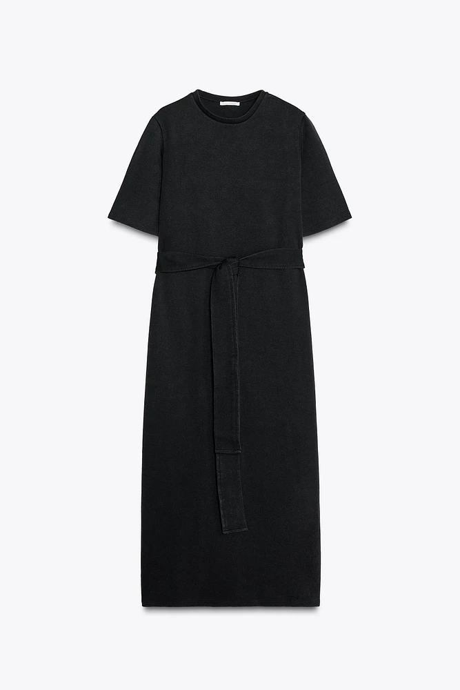 BELTED INTERLOCK DRESS