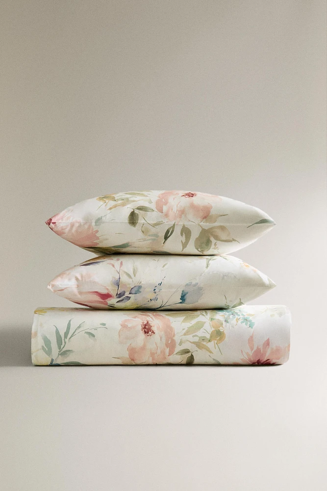 FLORAL PRINT SATEEN DUVET COVER