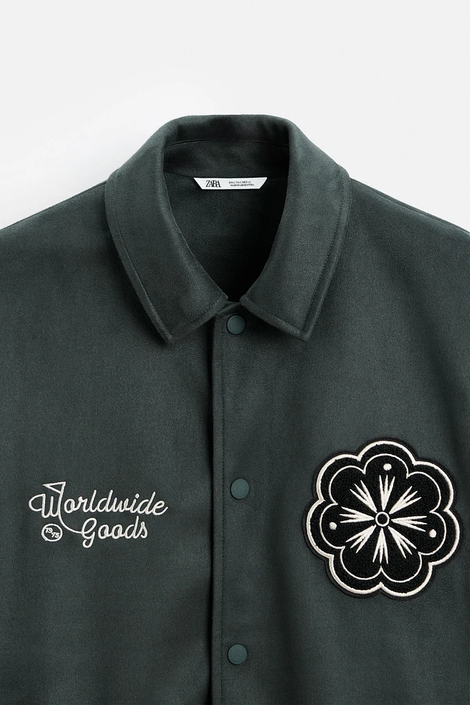 FAUX SUEDE PATCH JACKET