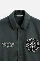 FAUX SUEDE PATCH JACKET