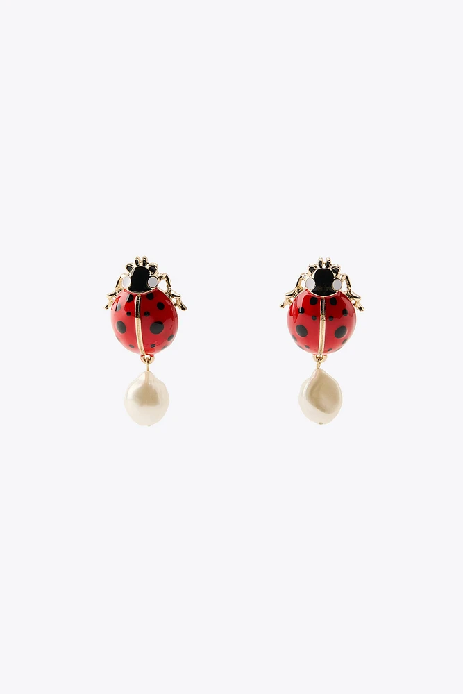 LADYBUG PEARL EARRINGS