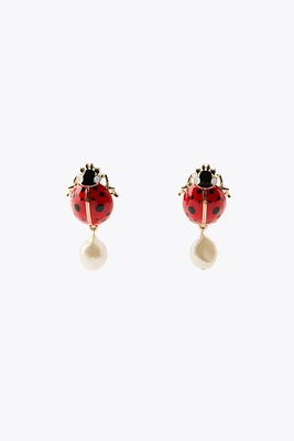 LADYBUG PEARL EARRINGS