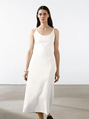 Robe midi à bretelles en coton mélangé