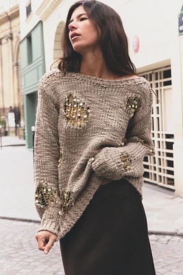 SEQUINED KNIT SWEATER