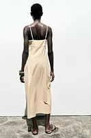 LINEN STRAPPY MIDI DRESS