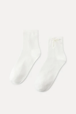 PEARL BOW ANKLE SOCKS