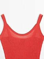 Cotton blend strappy knit bodysuit - STUDIO