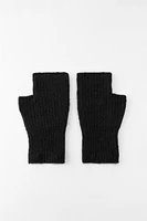 SHORT FINGERLESS RIBBED GLOVES