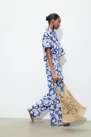 FLORAL WOVEN SHOPPER BAG