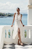 ROBE MIDI CHEMISE À POIS