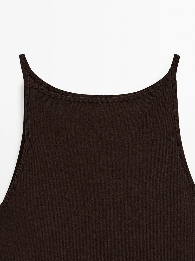 Long strappy cotton blend dress