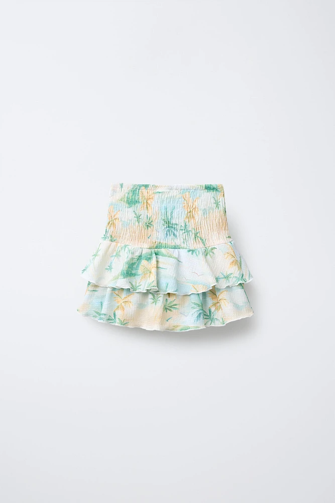 TEXTURED PALM TREE SKORT