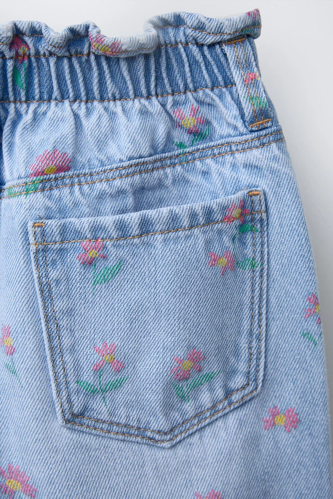 JEAN PAPERBAG FLEURS