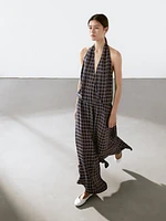 Robe longue ample imprimée à encolure américaine