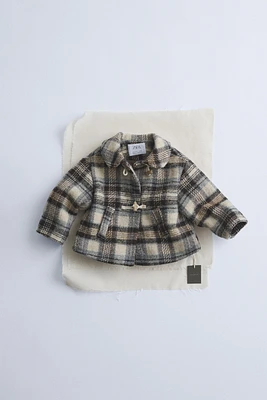 TIMELESZ - WOOL BLEND PLAID COAT