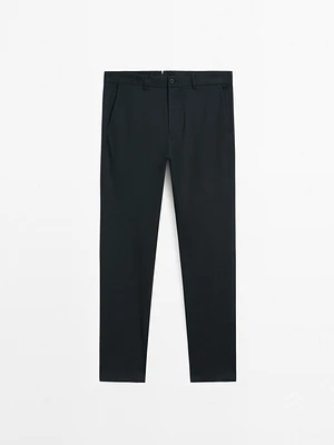 Pantalon slim décontracté en coton mélangé