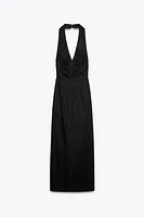 DRAPED LINEN MIDI DRESS