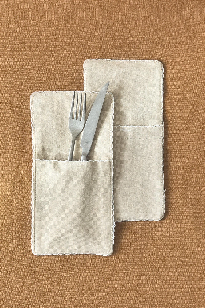 SET OF COTTON FLATWARE POUCHES (SET OF 2)