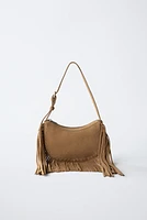 SUEDE FRINGE SHOULDER BAG