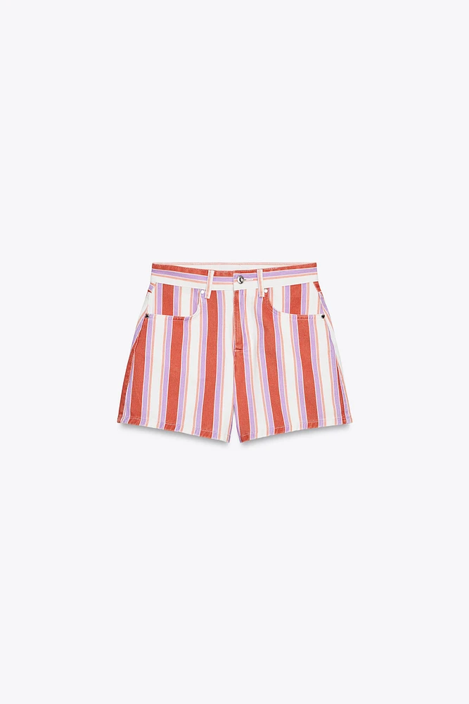 SHORT Z1975 MOM FIT TAILLE HAUTE RAYURES