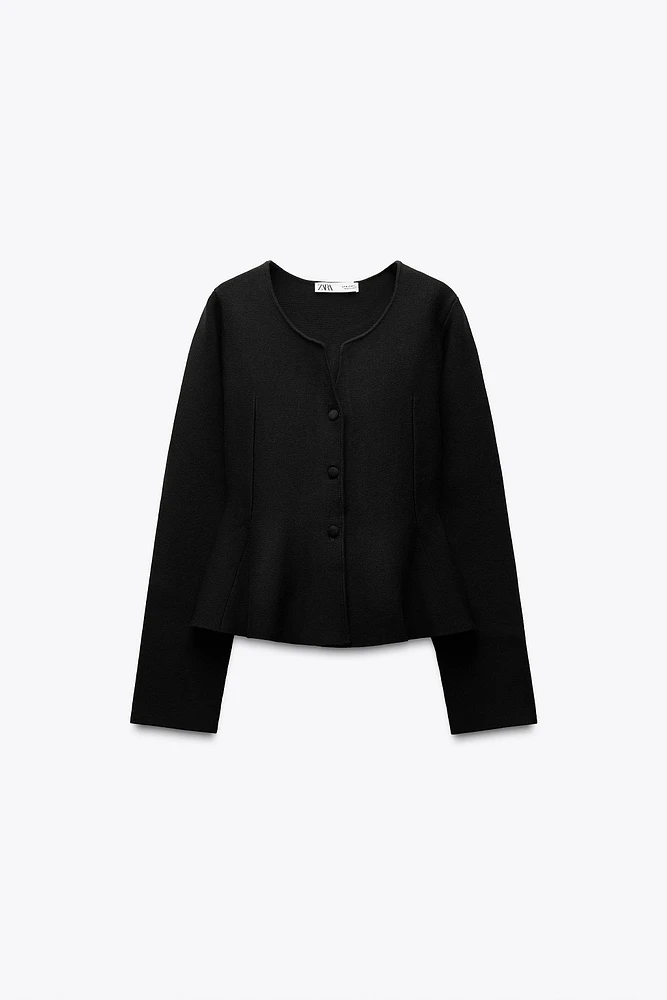 PEPLUM KNIT CARDIGAN