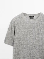 T-shirt en maille côtelée 100 % lin