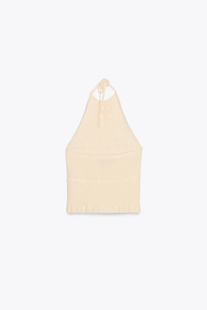 TOP HALTER EN MAILLE