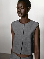 Veste courte sans manches lin