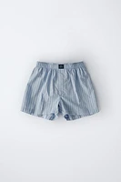 AGES 8-14/ TWO-PACK OF STRIPED POPLIN BOXERS