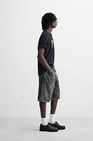 WASHED BAGGY FIT DENIM SHORTS