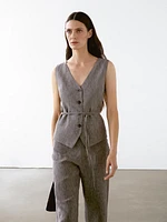 100% linen flecked trousers