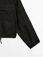 Veste bomber à carreaux en lin mélangé