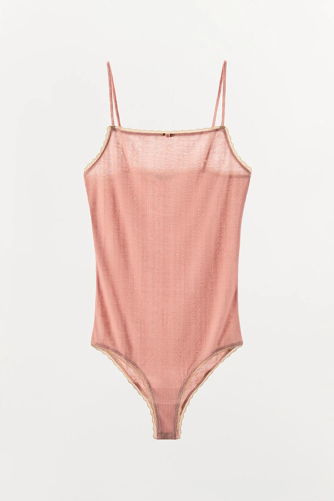 BODY POINTELLE ROSE CONTRASTE