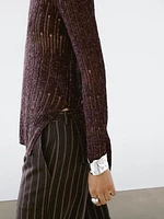Pull en maille ajourée asymétrique