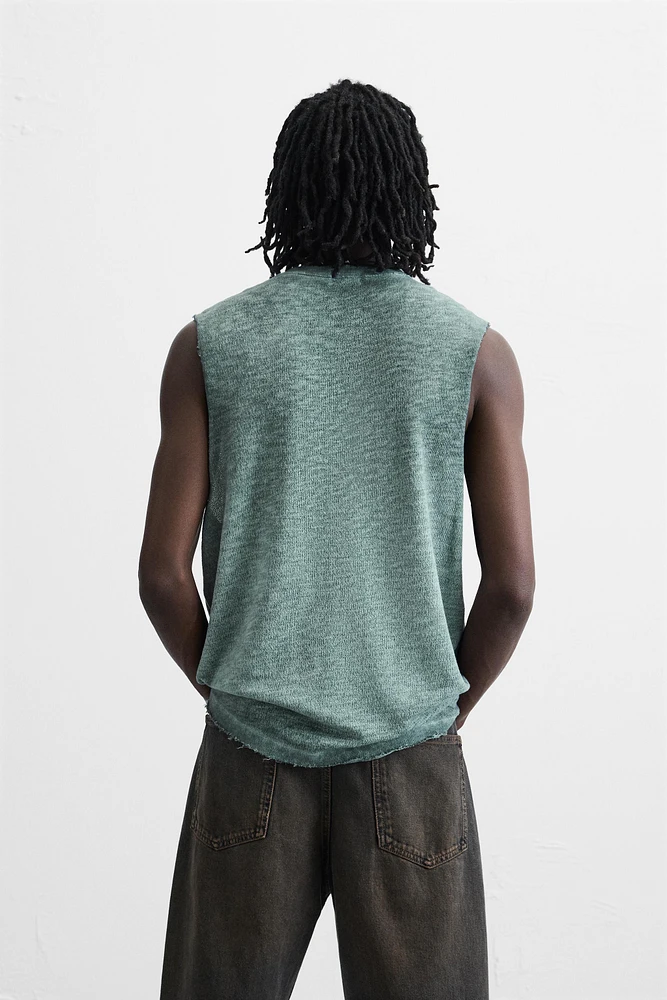 T-SHIRT EN MAILLE IMPRIMÉ DÉLAVÉ