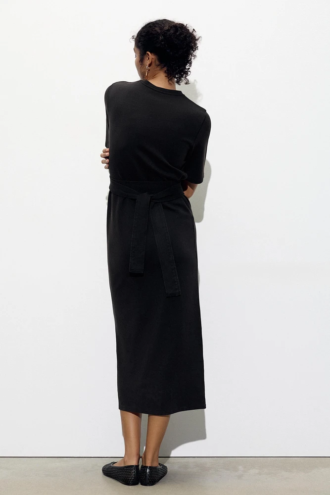 BELTED INTERLOCK DRESS
