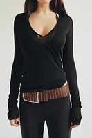 SEMI-SHEER RUCHED TOP