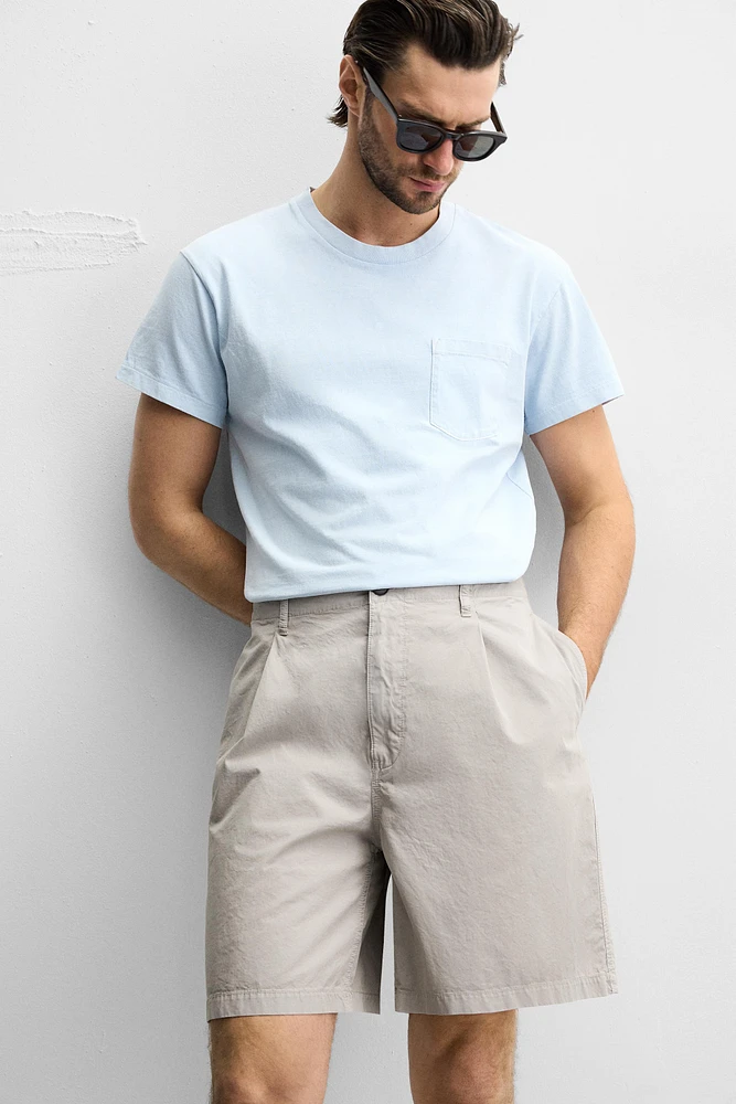 BERMUDA RELAXED FIT EFFET PLISSÉ