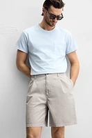 BERMUDA RELAXED FIT EFFET PLISSÉ
