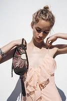 RUFFLED MIDI SLIP DRESS