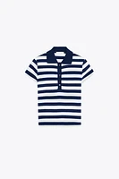 STRIPED RIBBED POLO SHIRT