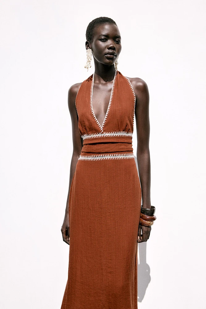 EMBROIDERED MIDI DRESS