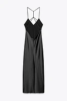 SATIN MIDI DRESS WITH CRISS-CROSS STRAPS