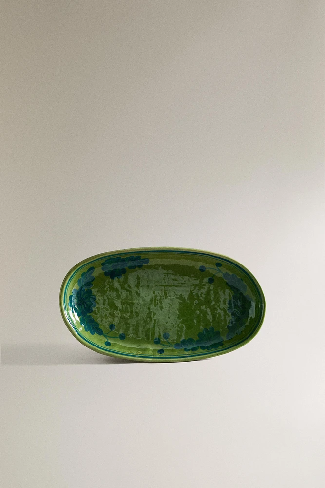 PLAT GRÈS OVALE FLEURS
