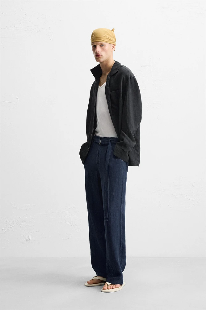 PANTALON 100 % LIN CEINTURE