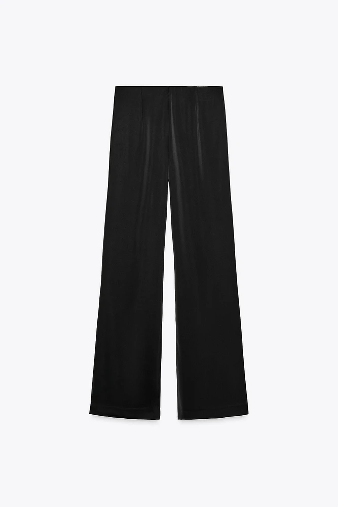 HIGH-WAISTED SATIN PANTS