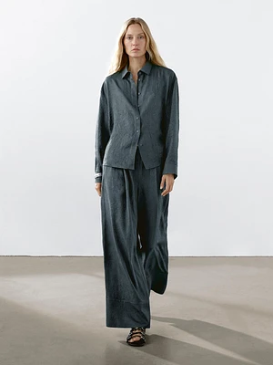 Satin shirt with textured detail