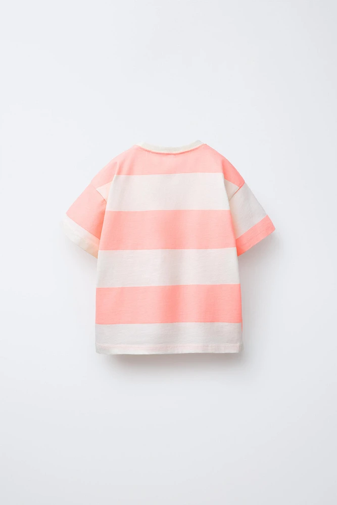 STRIPED T-SHIRT WITH EMBROIDERED TEXT